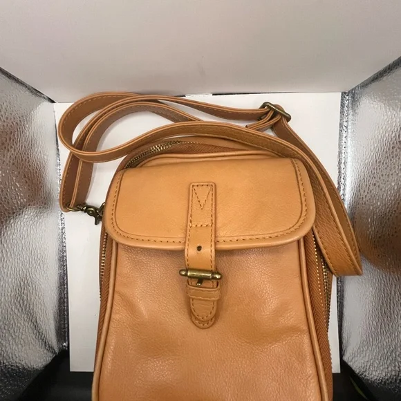 Minooy Naya Small Tan Leather Women's Crossbody Bag - Picture 11 of 13